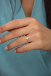 925 Ayar Gümüş Ayarlanabilir Zirkon Taşlı Mekik Tasarım Yüzük - 1