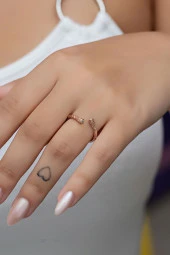 925 Ayar Gümüş Ayarlanabilir Rose Kaplama  Ağaç Dalı Temalı Yüzük - 2