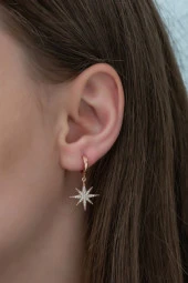 925 Ayar Kutup Yıldızı Küpe Kadın Gümüş Küpe thumbnail 2