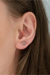 925 Ayar Minik Kral Tacı Küpe Kadın Gümüş Küpe thumbnail 2