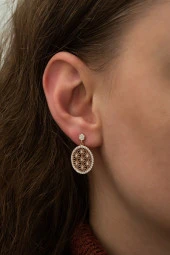 925 Ayar Rose Yaşam Çiçeği Küpe Kadın Gümüş Küpe thumbnail 2