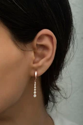 925 Ayar Gümüş 6 Sıralı Zirkon Taşlı  Küpe thumbnail 1