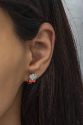 925 Ayar Gümüş Mineli Kelebek Küpe thumbnail 2