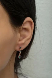 925 Ayar Gümüş Sallantılı 3'Lü Mistik Topaz Taşlı Küpe thumbnail 2