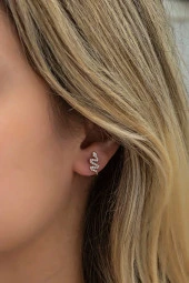 925 Ayar Gümüş Minik Zirkon Taşlı Yılan Küpe thumbnail 1