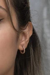 925 Ayar Gümüş Rose 15 mm Tamtur Halka Küpe - 1