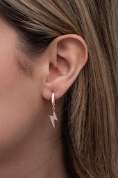 925 Ayar Gümüş Sallantılı 10 mm Tamtur Şimşek Küpe thumbnail 2