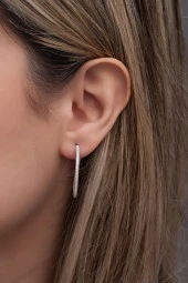 925 Ayar Gümüş Çizgili Tasarım 25 mm Halka Küpe thumbnail 3