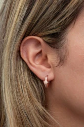 925 Ayar Gümüş Rose Kaplama Yıldız Detay 15 mm Halka Küpe thumbnail 2