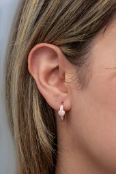 925 Ayar Gümüş Rose Kaplama Kalp Detaylı 15 mm Halka Küpe - 2