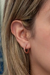 925 Ayar Gümüş Rose Kaplama Sonsuzluk Detay 15 mm Halka Küpe thumbnail 2