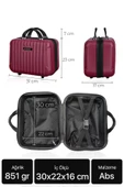 Polo&Sky Class Model Vişne Renk Abs Makyaj Çantası El Valizi - 6