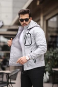 Siyah Şerit Detaylı Spor Model Kumaş Mont Gri Renk - 11