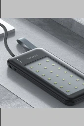 Qpen PB48 10.000 mAh 10W Led Işıklı 3in1 Dahili Kablolu Powerbank - 4