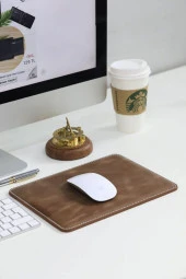 Guard Dikiş Detaylı Antik Kahverengi Deri Mouse Pad 26 x 20 Cm - GRD2403XW22323 - 1