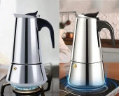 Perlotus 4 Kişilik Çelik Mokapot Espresso Filtre İtalyan Kahve Makinesi thumbnail 2