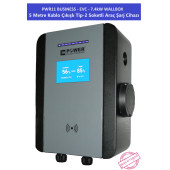 PWR11 BUSINESS-EVC-7.4 kW WALLBOX - 5 MT KABLO ÇIKIŞLI ELEKTRİKLİ ARAÇ ŞARJ CİHAZI - 7