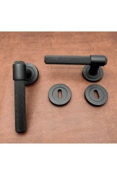Özen Handles ZK62 Posh Punch Mat Siyah Rozetli Oda Kapı Kolu 1 Takım thumbnail 4