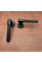 Özen Handles ZK62 Posh Punch Mat Siyah Rozetli Oda Kapı Kolu 1 Takım thumbnail 5