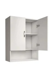 Kobiç 2 Kapaklı Çok Amaçlı Tek Raflı Banyo Ve Mutfak Dolabı 50X30X70 Cm (Beyaz) thumbnail 2