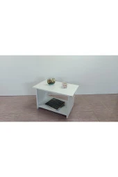 Kobiç Raflı Ofis Sehpası 60X45X45 Cm (Beyaz) - 1