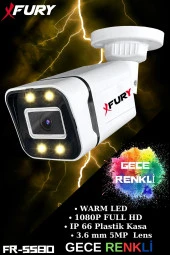 FURY Gece Renkli - 5mp Lens 1080p Full HD Ahd Güvenlik Kamerası 4 x Ultra Led Renkli Gece Görüş 5580 - 3