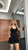 ITHAL DABIL DOKUMA KUMAŞ ŞORTLU TAKIM ÖZEL TAŞ DİKİM AKSESUARLI ŞORTLU TAKIM - 1