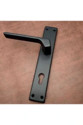 Zey Özel Tasarım Mat Siyah Kare Aynalı Yale Çelik Kapı Kolu Sol Basar Tek Yön thumbnail 3