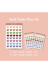 Renkli Kalpler Sticker Set -1 adet büyük boy, 2 adet küçük boy- Colours of Love - 1