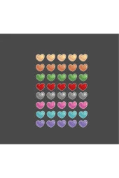 Renkli Kalpler Sticker Set -1 adet büyük boy, 2 adet küçük boy- Colours of Love - 3