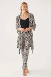 Pierre Cardin Kadın Vanilya Kısa Kol 3'lü Pijama Takımı 8790 thumbnail 1