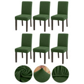 Bumedo Bambu Nano Kumaş Likralı Yıkanabilir 6'lı Sandalye Kılıfı Lastikli Sandalye Örtüsü (6ADET)-HakiYeşil thumbnail 1