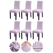 Bumedo Bambu Nano Kumaş Likralı Yıkanabilir 6'lı Sandalye Kılıfı Lastikli Sandalye Örtüsü (6 ADET) - Taş - 1