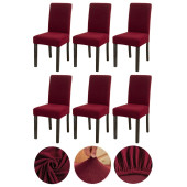 Bumedo Bambu Nano Kumaş Likralı Yıkanabilir 6'lı Sandalye Kılıfı Lastikli Sandalye Örtüsü (6 ADET) - Bordo thumbnail 1