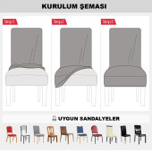 Bumedo Bambu Nano Kumaş Likralı Yıkanabilir 6'lı Sandalye Kılıfı Lastikli Sandalye Örtüsü (6ADET)-Açıkkahve - 3