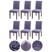 Bumedo Bambu Nano Kumaş Likralı Yıkanabilir 6'lı Sandalye Kılıfı Lastikli Sandalye Örtüsü (6 ADET) - Gri - 1