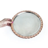 Shark Anatolia Çaldıran El Dövmesi Bakır Yuvarlak Sunum Tepsisi 34 cm - 4