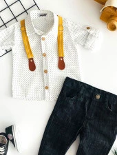 Neşeli Bebekler Pantolon Askılı Keten Pantolonlu Gömlekli Takım - 3