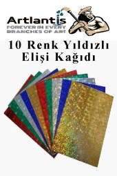 Yıldızlı Elişi Kağıdı A4 10 Renk 1 Paket Yıldız El işi Kağıdı 10 Lu Kreş Ana Sınıfı Okul Öncesi Sınıf Malzemesi - 1