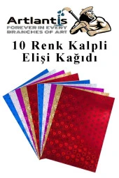 Kalpli Elişi Kağıdı A4 10 Renk 1 Paket Kalp El işi Kağıdı 10 Lu Kreş Ana Sınıfı Okul Öncesi Sınıf Malzemesi - 3