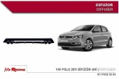 Vw Polo 6R uyumlu arka tampon altı difüzör Siyah 2009-2017 arası - 2