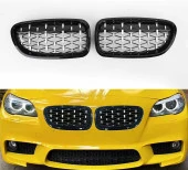 Bmw f10 diamond ön panjur ızgara 2009-2016 arası krom siyah  krom-siyah - 2