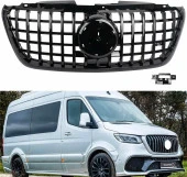 Mercedes Sprinter w907 gtr ön panjur ızgara seti krom-siyah 2019 sonrası - 1