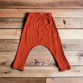 Çift Kat Müslin, Çocuk Müslin Şalvar Pantolon, %100 Pamuk, Beli Lastikli - 4