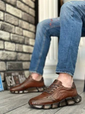 BA0338 İçi Dışı Hakiki Deri Rahat Taban Taba Sneakers Casual Erkek Ayakkabı thumbnail 2