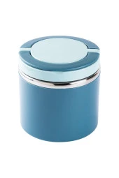 TEDEMEI MAVİ PASLANMAZ ÇELİK YUVARLAK YEMEK TAŞIMA KABI 630ML thumbnail 1