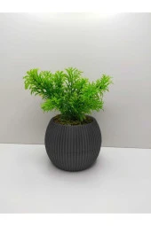 Mini Saksıda Çim Yeşili Yapay Bitki Garnitür Taş Yosunlu 17 Cm Dekoratif Banyo Mutfak Masa Çiçeği - 3