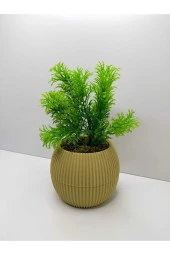 Mini Saksıda Çim Yeşili Yapay Bitki Garnitür Taş Yosunlu 17 Cm Dekoratif Banyo Mutfak Masa Çiçeği - 1