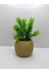 Mini Saksıda Çim Yeşili Yapay Bitki Garnitür Taş Yosunlu 17 Cm Dekoratif Banyo Mutfak Masa Çiçeği - 2