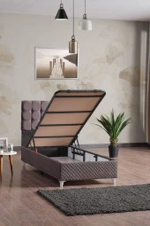 Evdemo Bengü Tek Kişilik Baza Başlık Set Gri 90x190 - 2